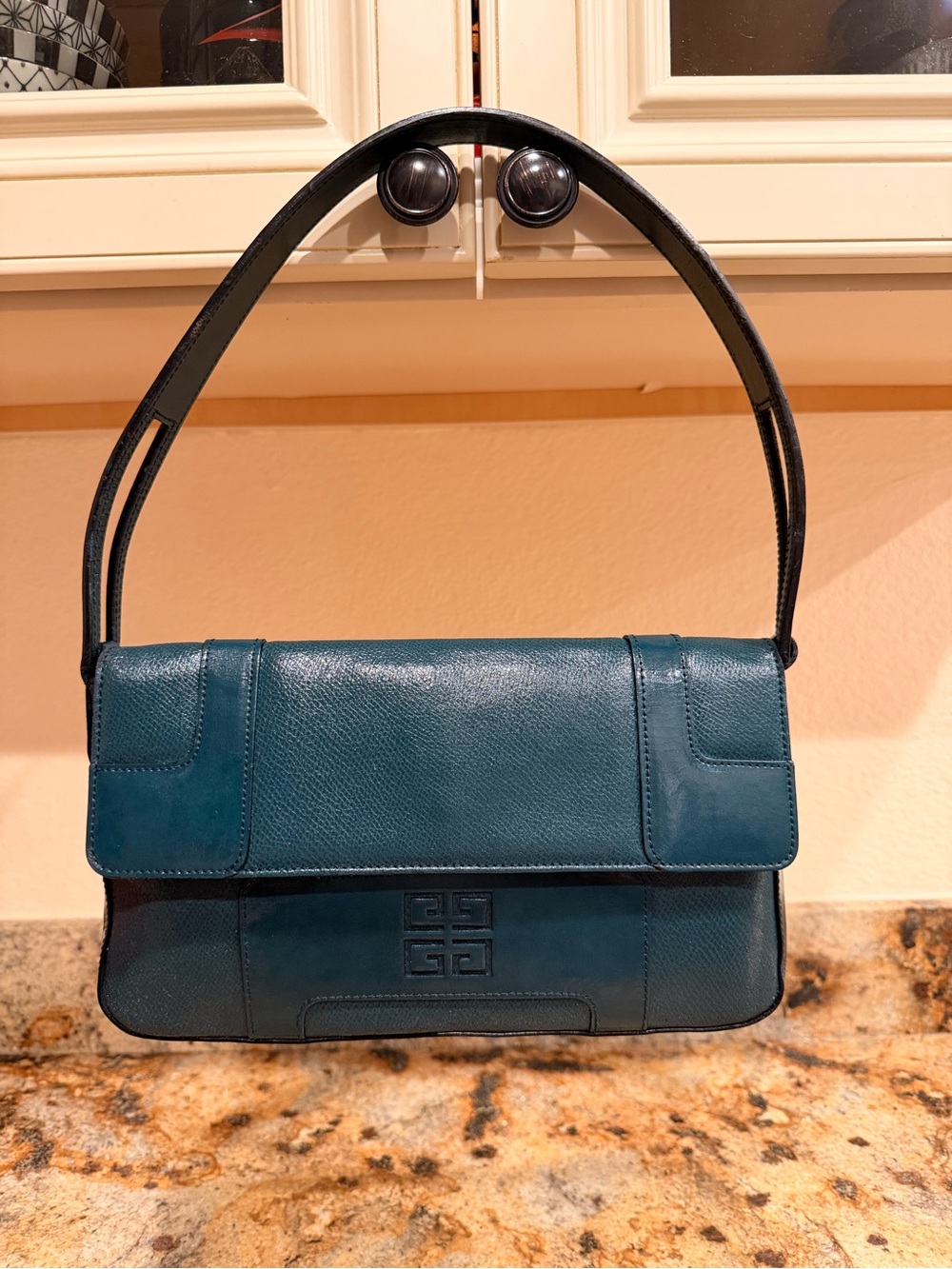 Givenchy Teal Leather Shoulder Bag